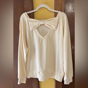 One Eleven North Cream Oversized Bow Back Sweatshirt
